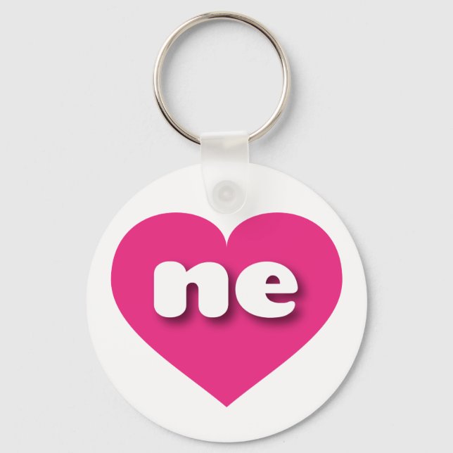 I love Nebraska - ne hot pink heart Keychain (Front)