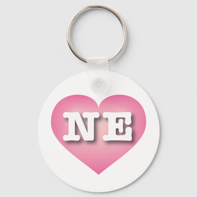 I love Nebraska - NE pink fade heart Keychain (Front)