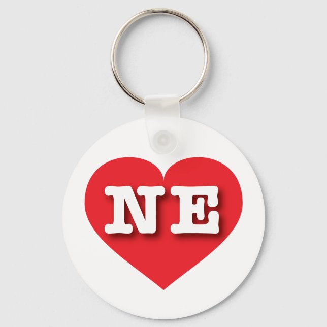 I love Nebraska - NE red heart Keychain (Front)
