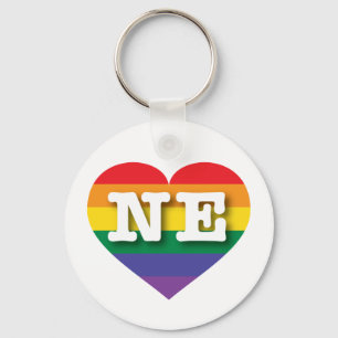 I Love Nebraska Rainbow Heart  Keychain