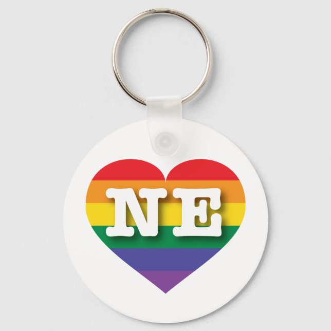 I Love Nebraska Rainbow Heart  Keychain (Front)