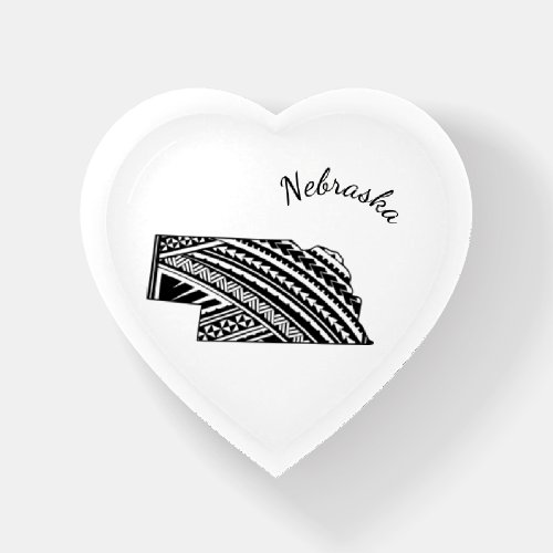 I Love Nebraska State Outline Mandala Heart Paperweight