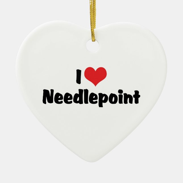 I Love Needlepoint Ceramic Ornament (Front)
