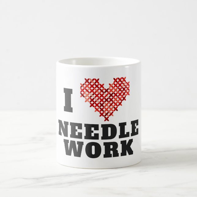 I Love Needlework Cross Stitch Coffee Mug (Center)