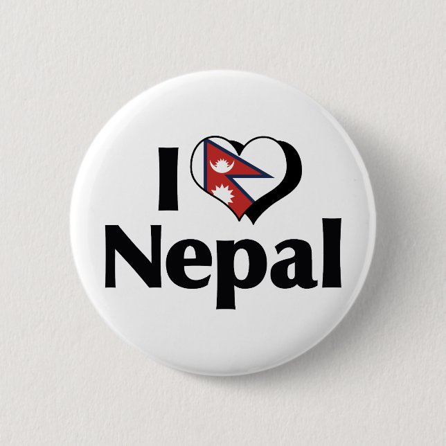 I Love Nepal Flag Button (Front)