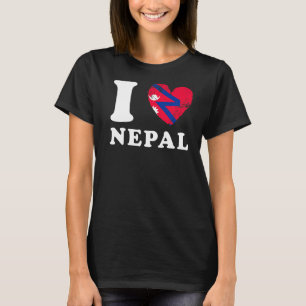 I Love Nepal Heart Flag Nepal T-Shirt