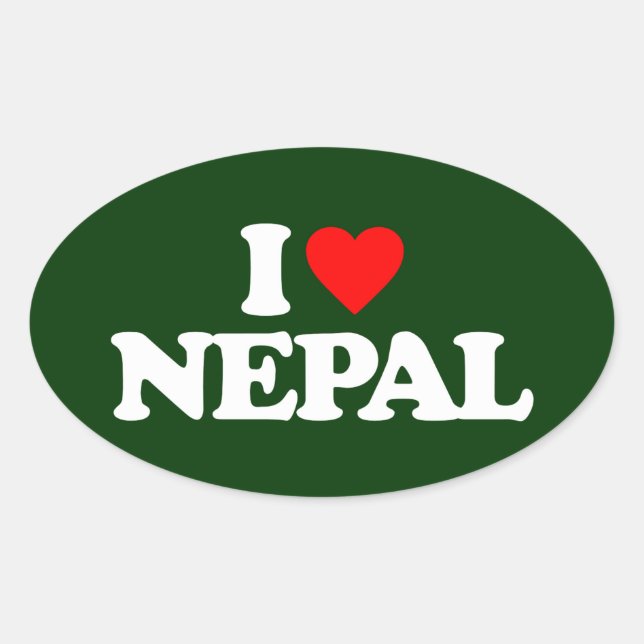 I LOVE NEPAL OVAL STICKER (Front)