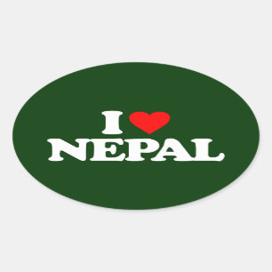I LOVE NEPAL OVAL STICKER