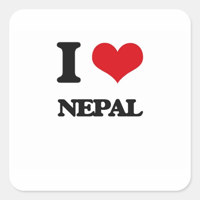 I Love Nepal Square Sticker (Front)