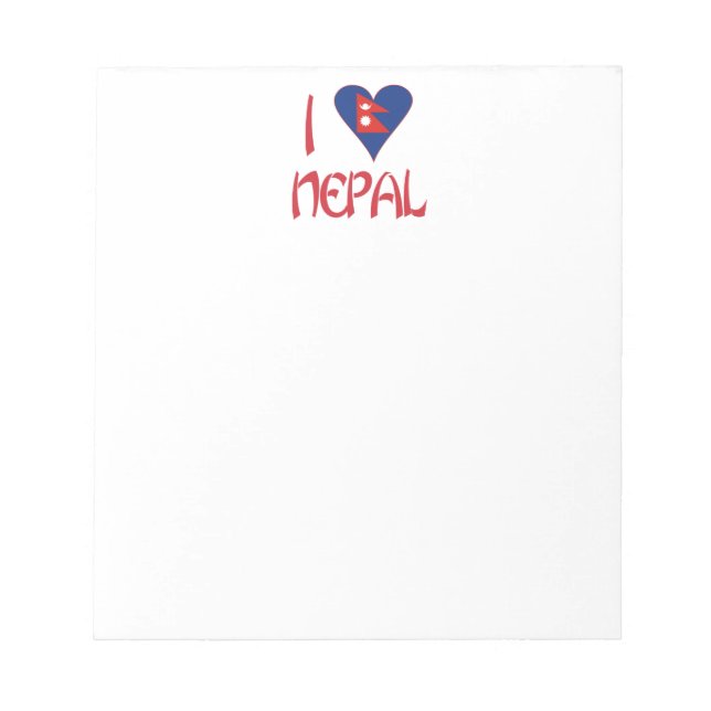 I Love (Nepalese Heart Flag) Nepal Notepad (Front)