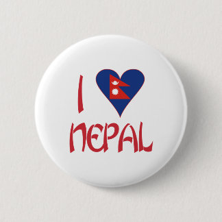 I Love (Nepalese Heart Flag) Nepal Pinback Button