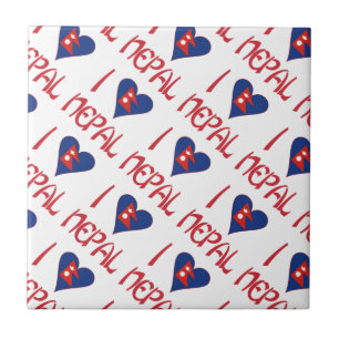 I Love (Nepalese Heart Flag) Nepal Tiled Ceramic Tile