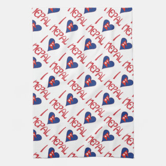 I Love (Nepalese Heart Flag) Nepal Tiled Towel