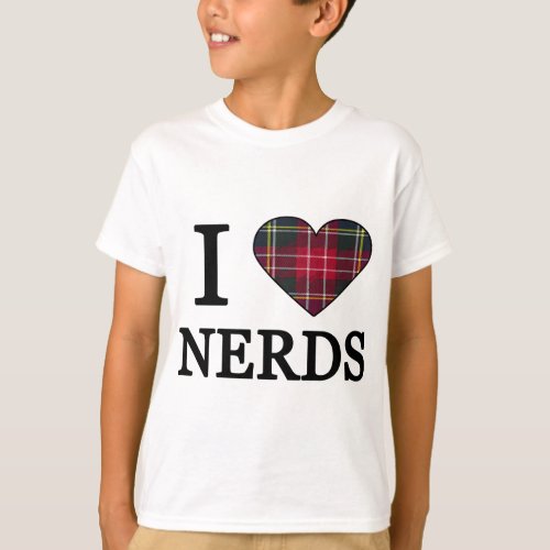 I Love Nerds Costume Royal Stewart Plaid Heart T_Shirt