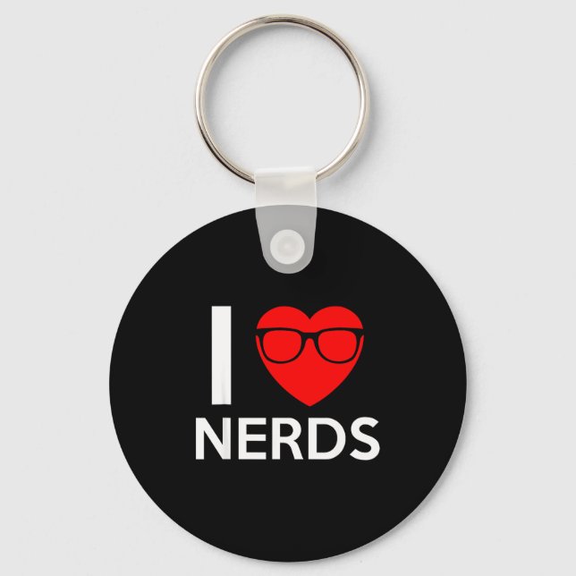 I Love Nerds Gles Funny Heart Valentines Gift Men  Keychain (Front)