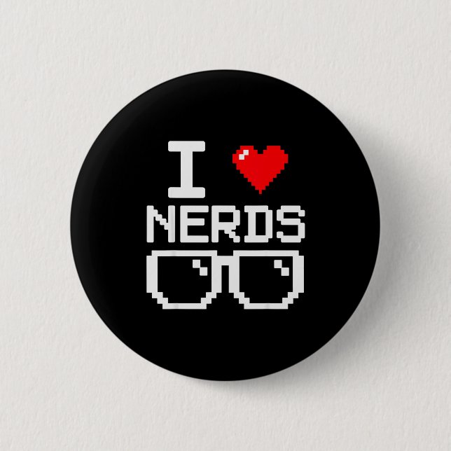 I Love Nerds I Heart Nerds For Science Book Knowle Button (Front)