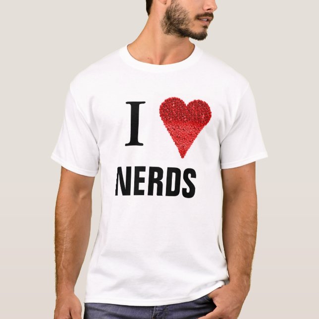 I Love Nerds Red Heart Shape T-Shirt (Front)