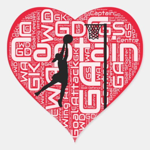 I Love Netball Design Heart Sticker