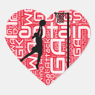 I Love Netball Design Heart Sticker