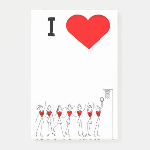 I Love Netball Positions Stick Figures Post-it Notes