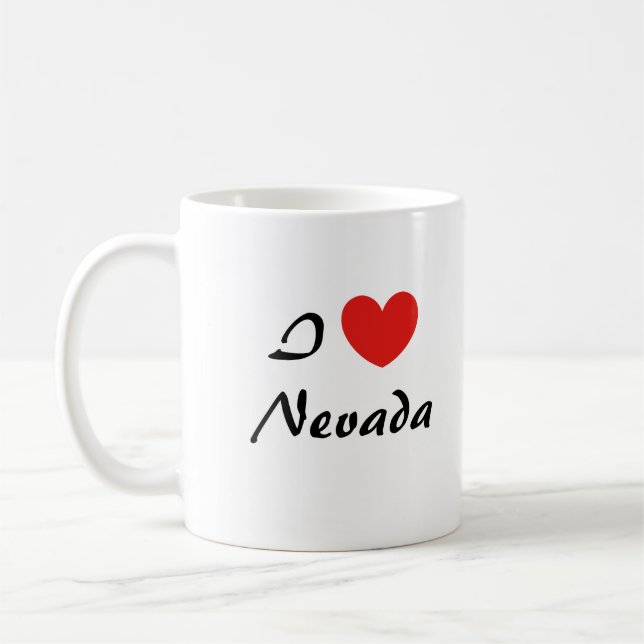 I Love Nevada Heart Typography Coffee Mug (Left)