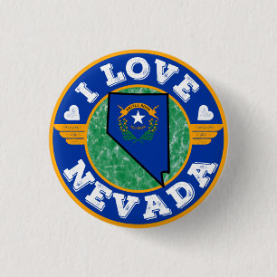 I Love Nevada State Map and Flag Button