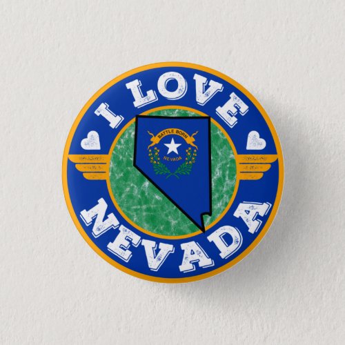 I Love Nevada State Map and Flag Button
