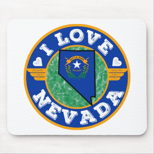 I Love Nevada State Map and Flag Mouse Pad