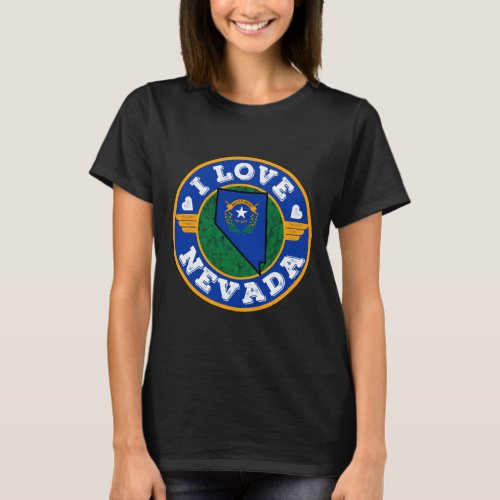 I Love Nevada State Map and Flag T_Shirt