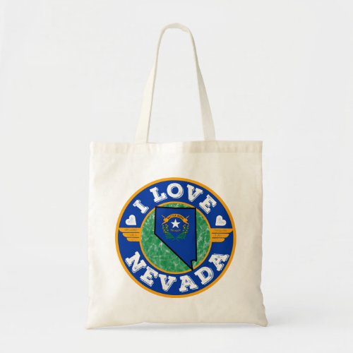 I Love Nevada State Map and Flag Tote Bag
