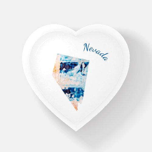 I Love Nevada State Outline Abstract Heart Paperweight
