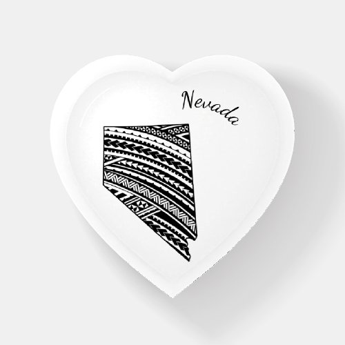 I Love Nevada State Outline Mandala Heart Paperweight