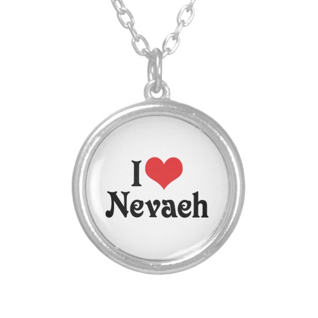 I Love Nevaeh Silver Plated Necklace (Front)