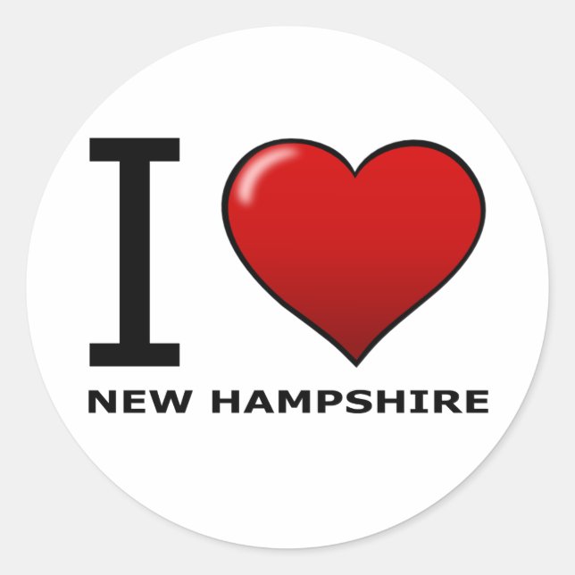 I LOVE NEW HAMPSHIRE CLASSIC ROUND STICKER (Front)