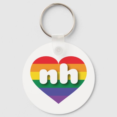 I love New Hampshire Gay Pride Rainbow Heart Keychain