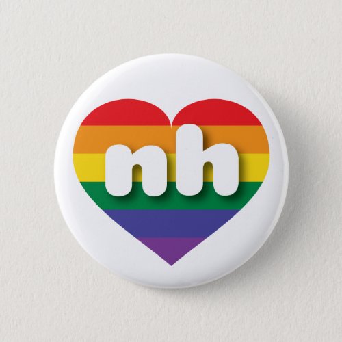 I love New Hampshire Gay Pride Rainbow Heart Pinback Button