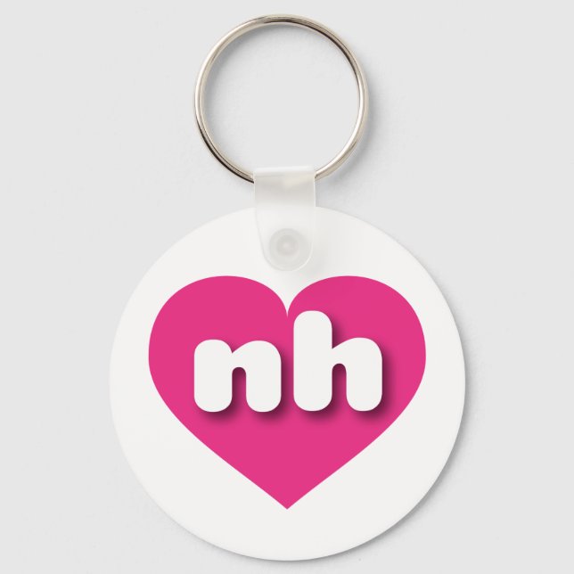 I love New Hampshire - nh hot pink heart Keychain (Front)