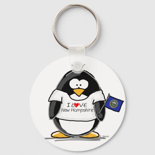 I Love New Hampshire Penguin Keychain (Front)