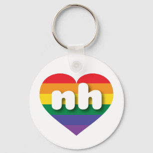 I Love New Hampshire Rainbow Heart Keychain