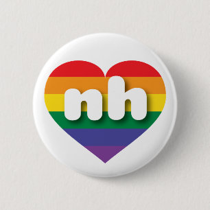 I Love New Hampshire Rainbow Heart Pinback Button