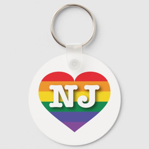I love New Jersey Gay Pride Rainbow Heart Keychain
