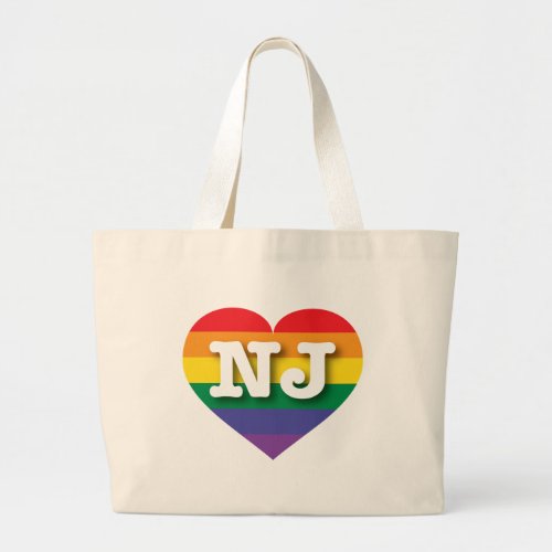 I love New Jersey Gay Pride Rainbow Heart Large Tote Bag