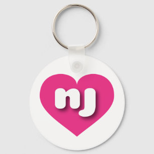 I love New Jersey - nj hot pink heart Keychain