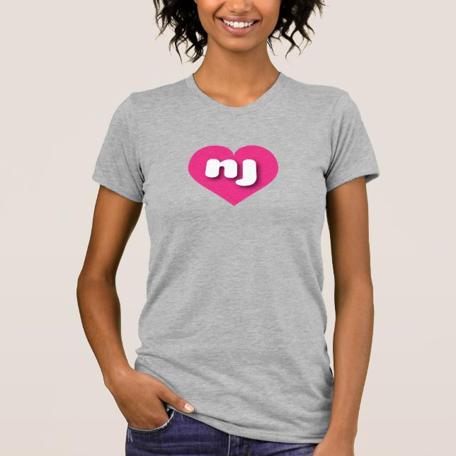 I love New Jersey - nj hot pink heart T-Shirt (Front)