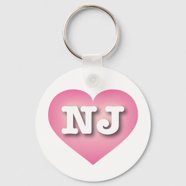 I love New Jersey - NJ pink fade heart Keychain (Front)