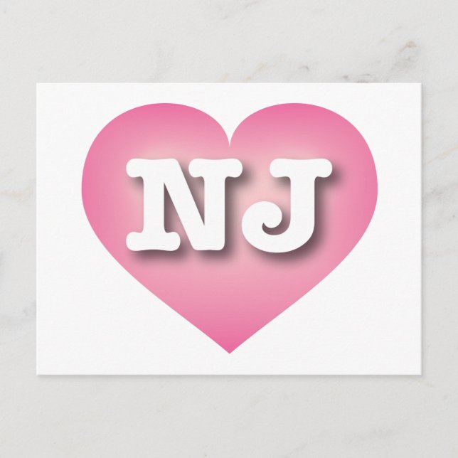 I love New Jersey - NJ pink fade heart Postcard (Front)