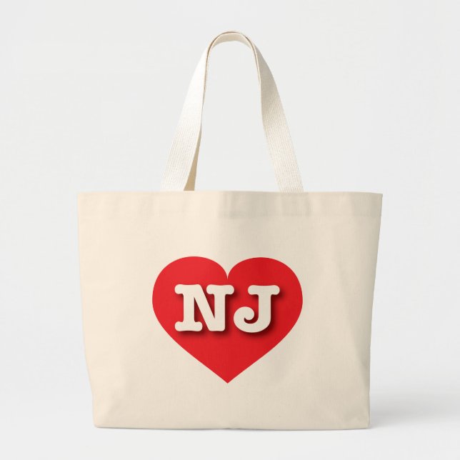 I love New Jersey - NJ red heart Large Tote Bag (Front)