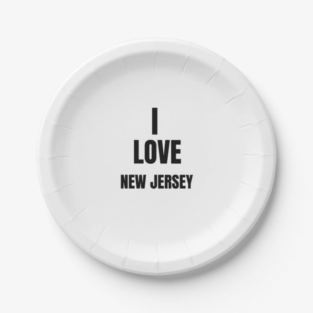 I LOVE  NEW JERSEY PAPER PLATES (Front)