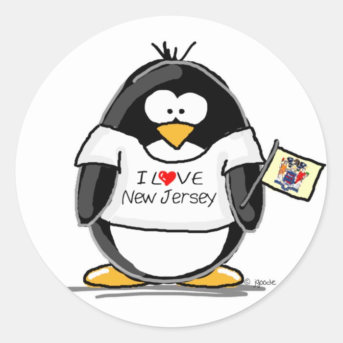 I Love New Jersey Penguin Stickers