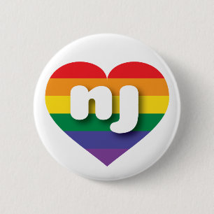 I Love New Jersey Rainbow Heart Button